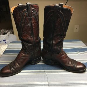VTG LUCCHESE Black Cherry Cowgirl Western Boots